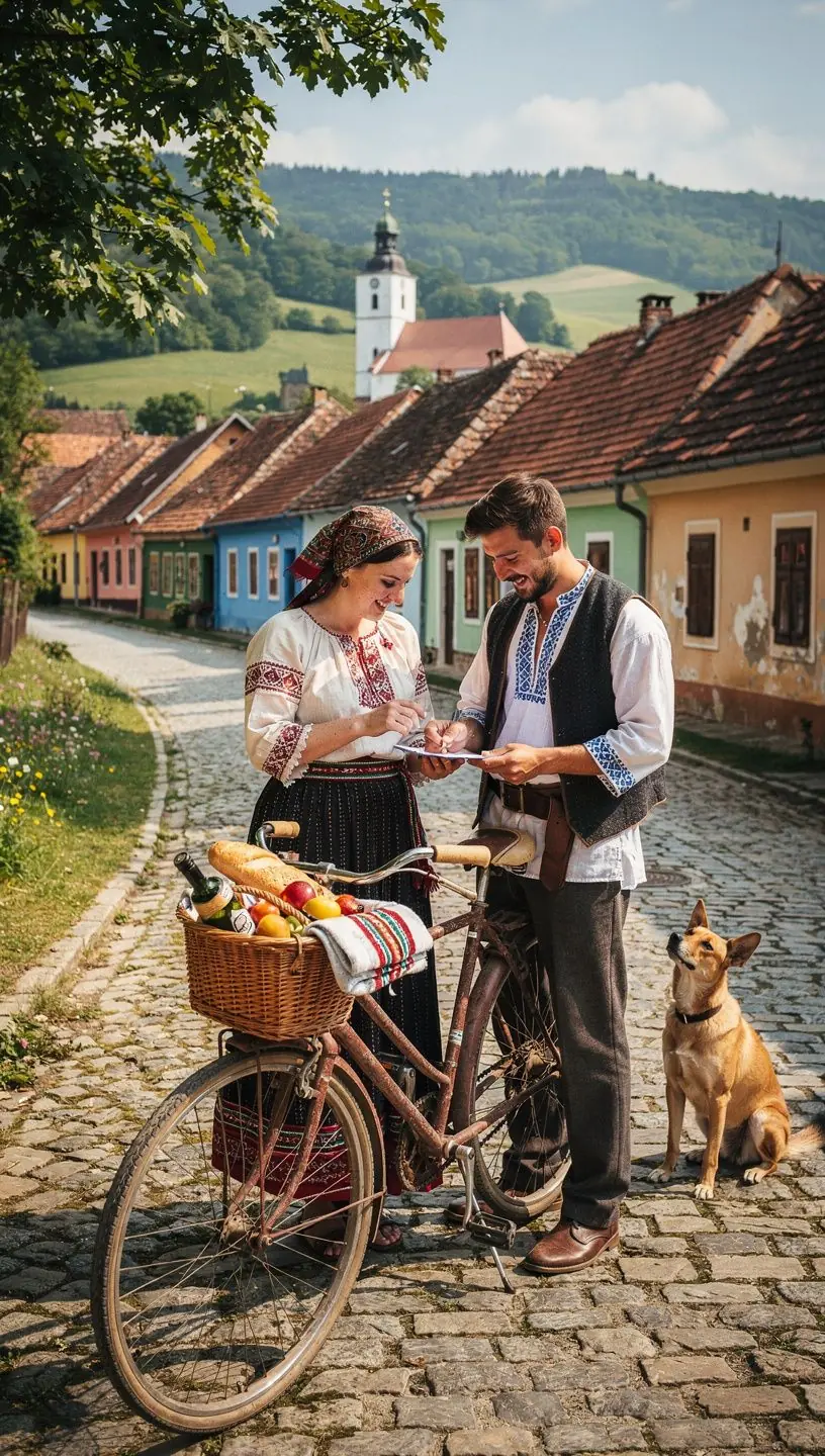 A detailed packing checklist laid out next to a map of Romania's top natural attractions and trails.